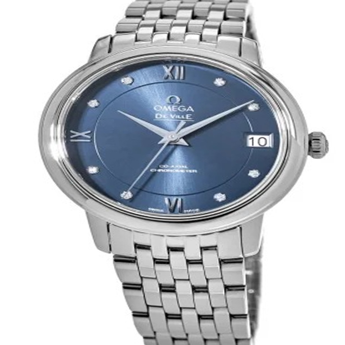 De Ville Prestige Co-Axial 32.7mm Blue Diamond Dial Automatic Steel Women's Watch 424.10.33.20.53.001