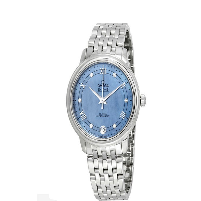 OMEGA De Ville Prestige Blue Mother of Pearl Diamond Dial Ladies Watch 424.10.33.20.57.001