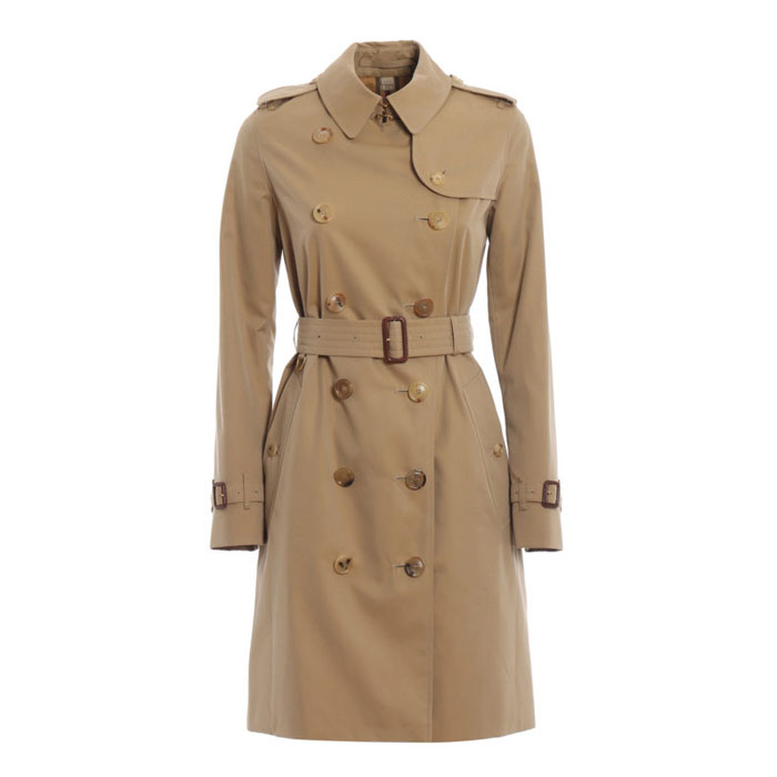 BURBERRY LADY COAT Gabardine The Kensington Heritage trench coat 4073373 HONEY Beige 19FW