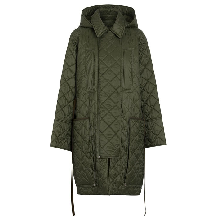 BURBERRY LADY COAT Diamond Quilted Hooded 8006770 CADET GREEN 19FW