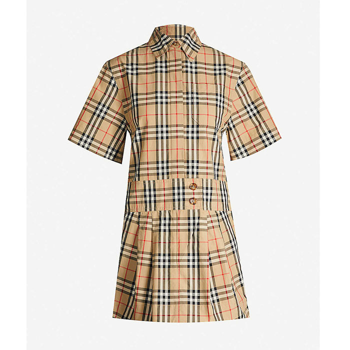 BURBERRY LADY ONE-PIECEL Vintage check shirt dress 8014190 ARCHIVE BEIGE IP CHK 19FW