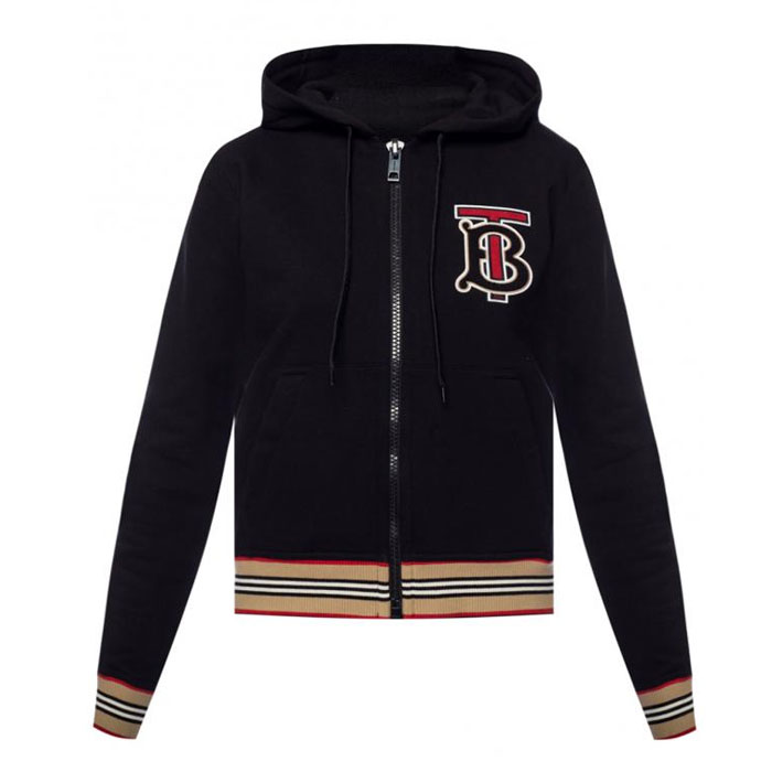 BURBERRY LADY SPORT JACKET バーバリーレディスポーツジャケット 8008895 A1189-BLACK LOGO SWEATSHIRT