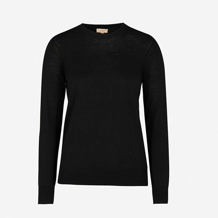 BURBERRY LADY SWEATER バーバリーレディースセーター 4067797 Black Lightweight black merino wool crew neck pull 19FW