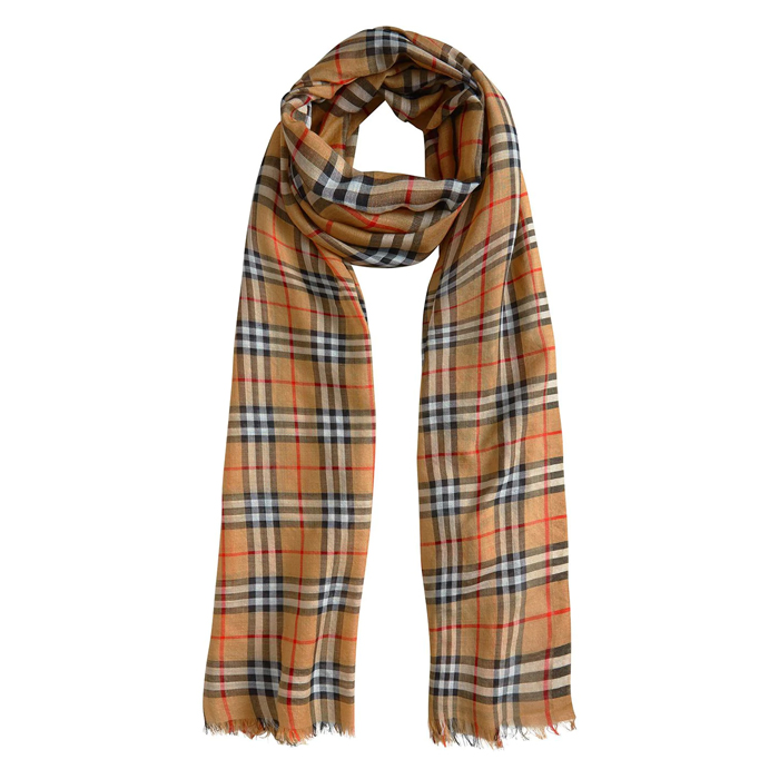 Burberry Vintage Check Lightweight Wool Silk Scarf バーバリーヴィンテージチェック軽量ウールシルクスカーフ 4070544