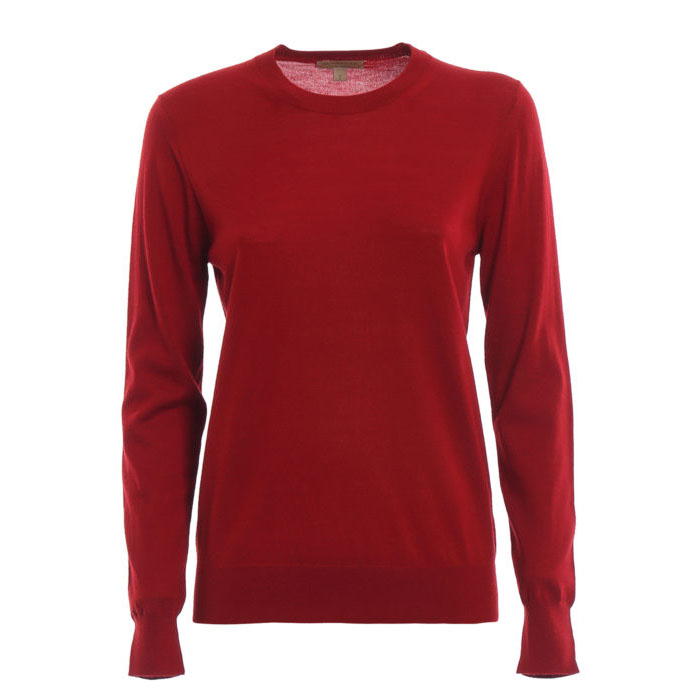 BURBERRY LADY SWEATER バーバリーレディースセーター 4067802 Parade Red Check detail sweater 19FW