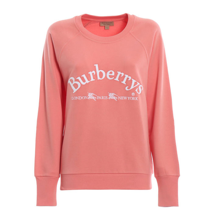 BURBERRY LADY SWEAT SHIRT バーバリーレディーススウェットシャツ 8002922 Pale Apricot Battarni pink cotton logo sweatshirt 19FW