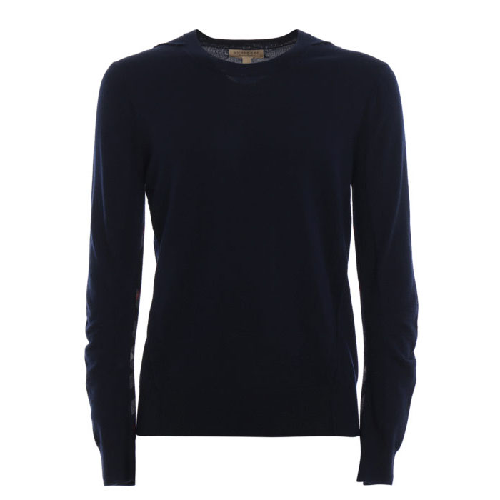 BURBERRY MEN SWEATER バーバリーメンズセーター 4061742 Navy Carter navy blue wool sweater 19FW