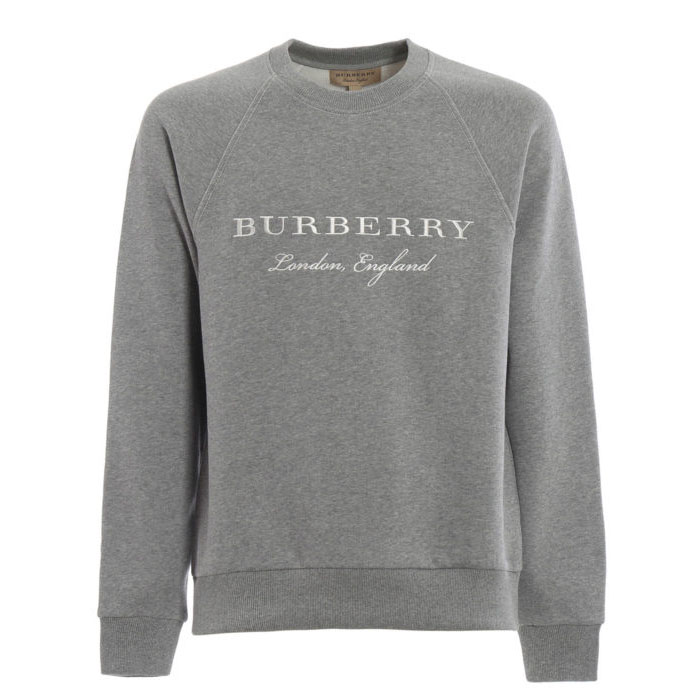 BURBERRY MEN SWEAT SHIRT バーバリーメンズスウェットシャツ 4056505 Pale Grey Melange Taydon embroidered logo grey sweat 19FW