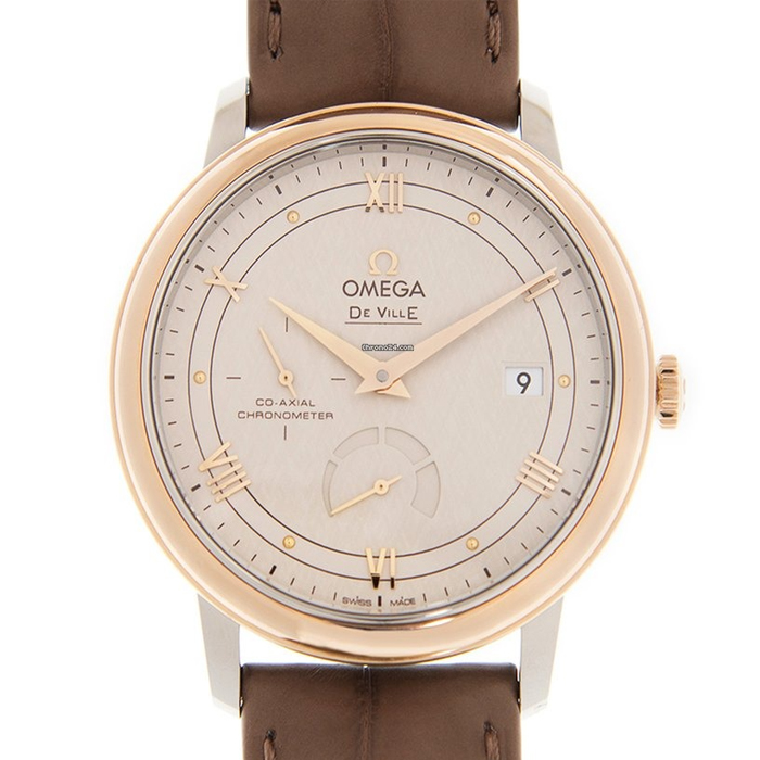 OMEGA De Ville Prestige Co-Axial Chronograph Red Gold & Steel Leather Strap Men's Watch 424.23.40.21.02.001