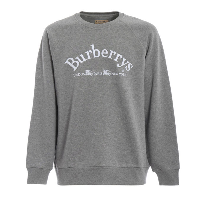 BURBERRY MEN SWEAT SHIRT バーバリーメンズスウェットシャツ 8003017 Pale Grey Melange Battarni Burberrys embroidery sweatshirt 19FW