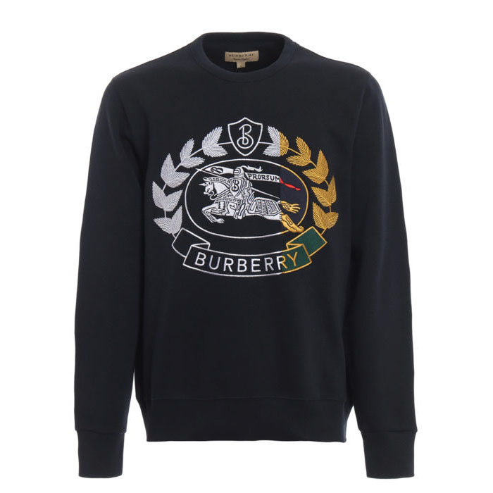 BURBERRY MEN SWEAT SHIRT バーバリーメンズスウェットシャツ 8007073 Navy Renshaw embroidered sweatshirt 19FW