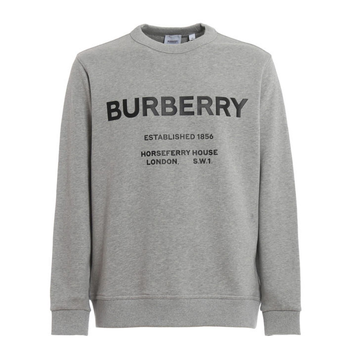 BURBERRY MEN SWEAT SHIRT バーバリーメンズスウェットシャツ 8017229 Pale Grey Melange Martley Horseferry print sweatshirt 19FW