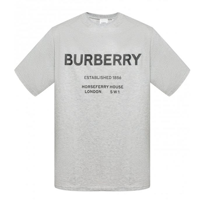 BURBERRY MEN T-SHIRT バーバリー メンズ Tシャツ 8017226 PALE GREY MELANGE Horseferry Print Cotton T-shirt 19FW