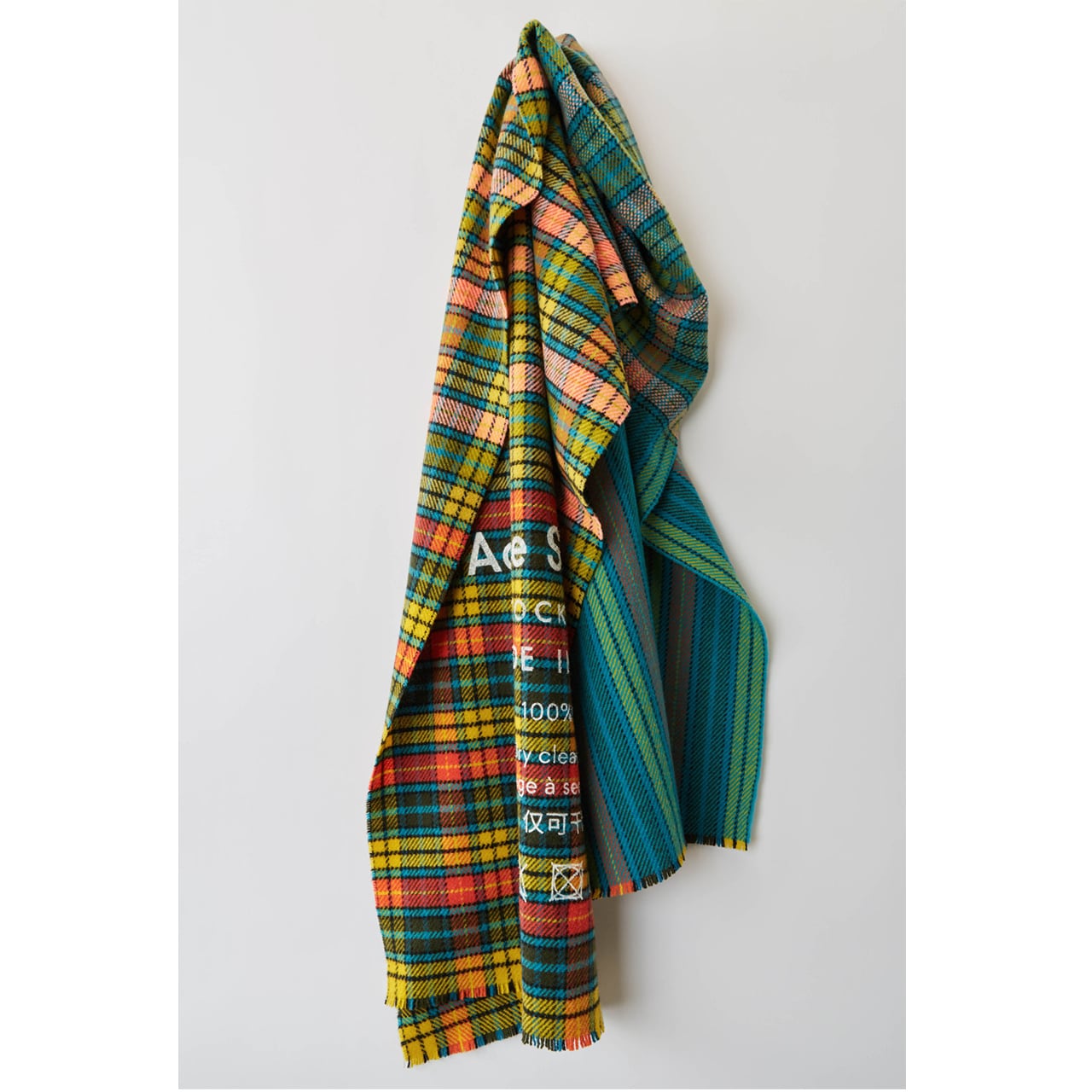 Acne Studios アクネストゥディオ fringed Scarf オーバーサイズウールマフラ　グリーンチェック 27U175-3J5