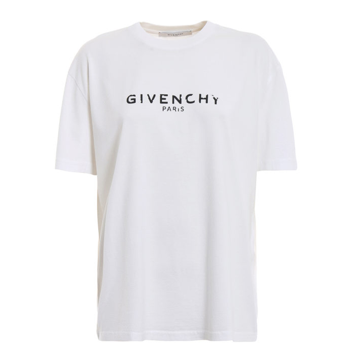 GIVENCHY LADY T-SHIRTS ジバンシーレディTシャツ BW70603Z0Y100 Damaged logo cotton Tee