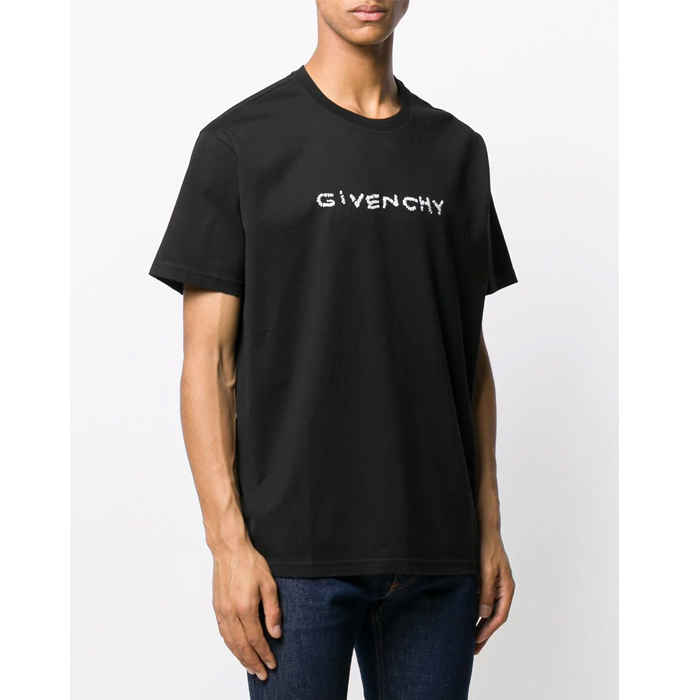 GIVENCHY MEN T-SHIRTS ジバンシー メンズ T シャツ BM70R33002001 Imperfect embroidered logo T-shirt