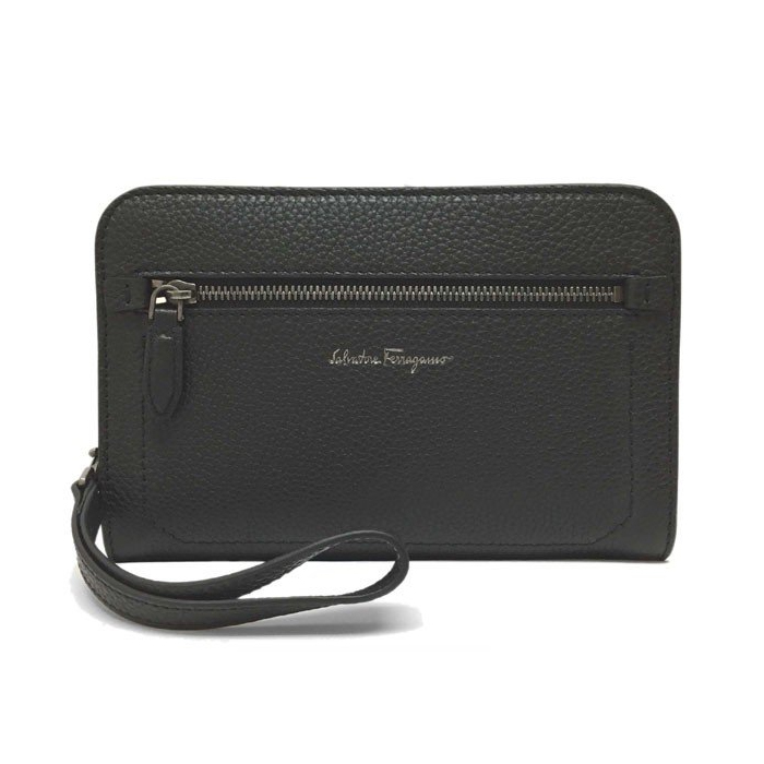 フェラガモ FERRAGAMO バッグ メンズクラッチバッグ ブラックレザー 24-0470 CALF NERO