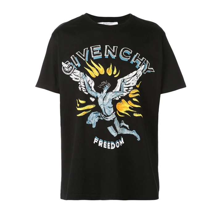 GIVENCHY MEN T-SHIRTS ジバンシー メンズ T シャツ BM70RA3002001 Freedom Angel print T-shirt