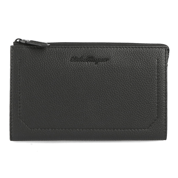 フェラガモ FERRAGAMO メンズ ロゴクラッチバッグ 24-0859 CALF NERO