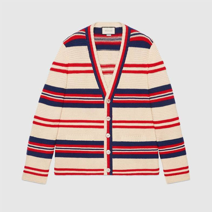 GUCCI MEN CARDIGAN グッチ メン カーディガン 572617 XKAO6 9516 Stripes Cotton Cardigans 19FW