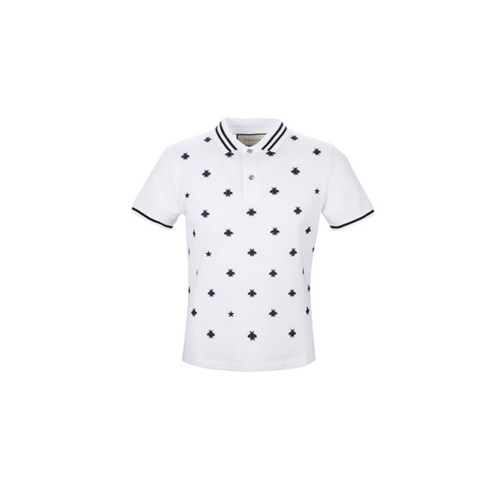 GUCCI Men's Men's Bee Pattern Polo Short Sleeve White 431039 X5B55 9983