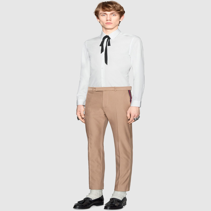 GUCCI Web trim formal cotton trousers 468518 3732 2852