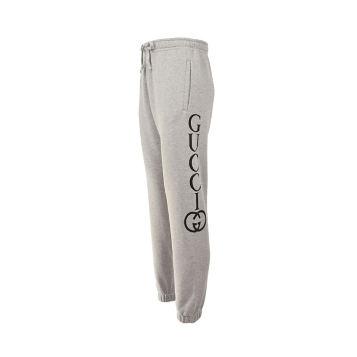 Gucci Pants male letter printed tether elastic feet casual sweatpants gray 497252 X3Q38 1111