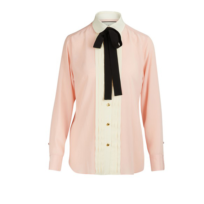 GUCCI Vintage Silk Crepe De Chine Shirt in Pink Multi 544892 AAOG 5358