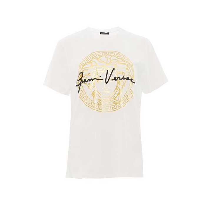 ヴェルサーチ VERSACE レディースメデューサシグネチャーモチーフスリムフィットTシャツ  A85760 8806 3272