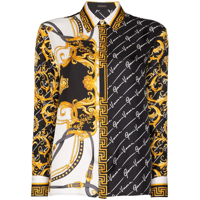 ヴェルサーチ VERSACE レディースプリントステッチシルクシャツ A82662 3248 7001