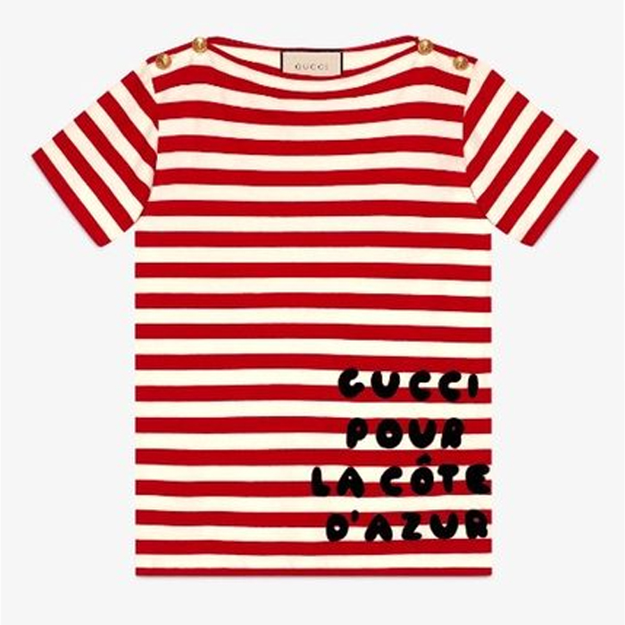 GUCCI Stripes Boat Neck Cotton Medium Short Sleeves Oversized 562362 XJAW0 9376