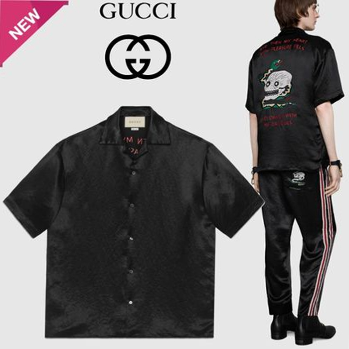 GUCCI Skull Nylon Plain Short Sleeves Shirts 572520 ZABSA 1000