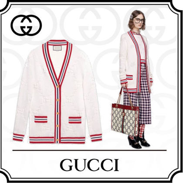 GUCCI Monogram Wool Long Sleeves Medium Cardigans 574182 XKARR 9376