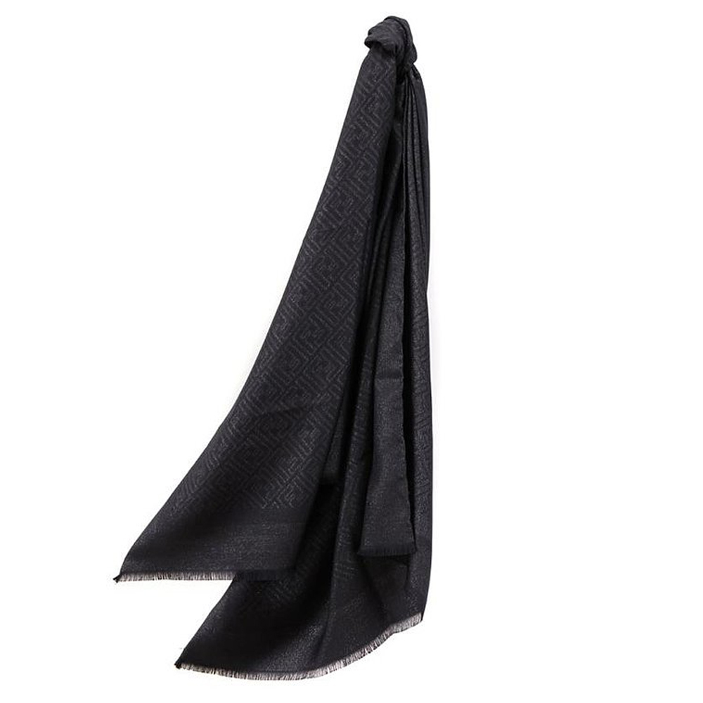 フェンディFENDI Ladies Black Silk Scarf レディース ブラック シルク スカーフ FXT085 1TD F0QL1