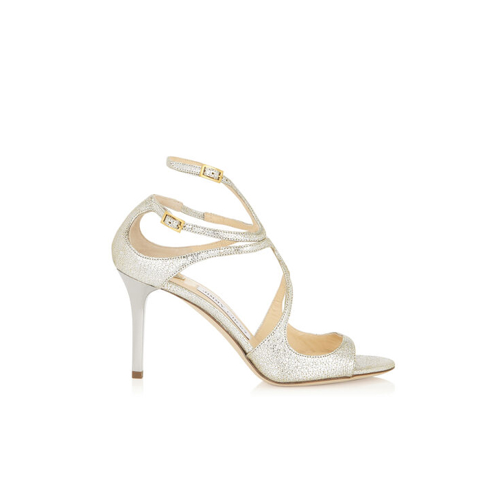 IVETTE Champagne Glitter Leather Strappy Sandals