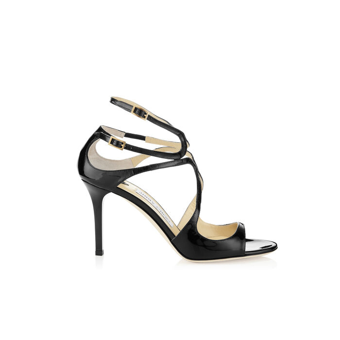 IVETTE Black Patent Leather Strappy Sandals