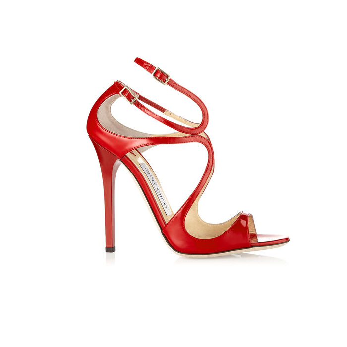 IVETTE RED PATENT LEATHER STRAPPY SANDALS BY JIMMY CHOO