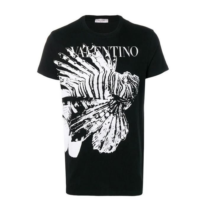 Valentino メンズ ブラック コットン Tシャツ RV3MG00X-MTM-0NO