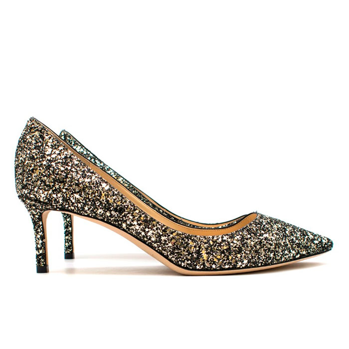 Jimmy Choo Gold Mix Coarse Glitter Romy 60 Pumps