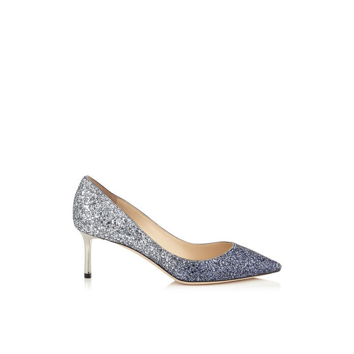 ROMY 60 Navy and Silver Coarse Glitter Degrad? Pointy Toe Pumps