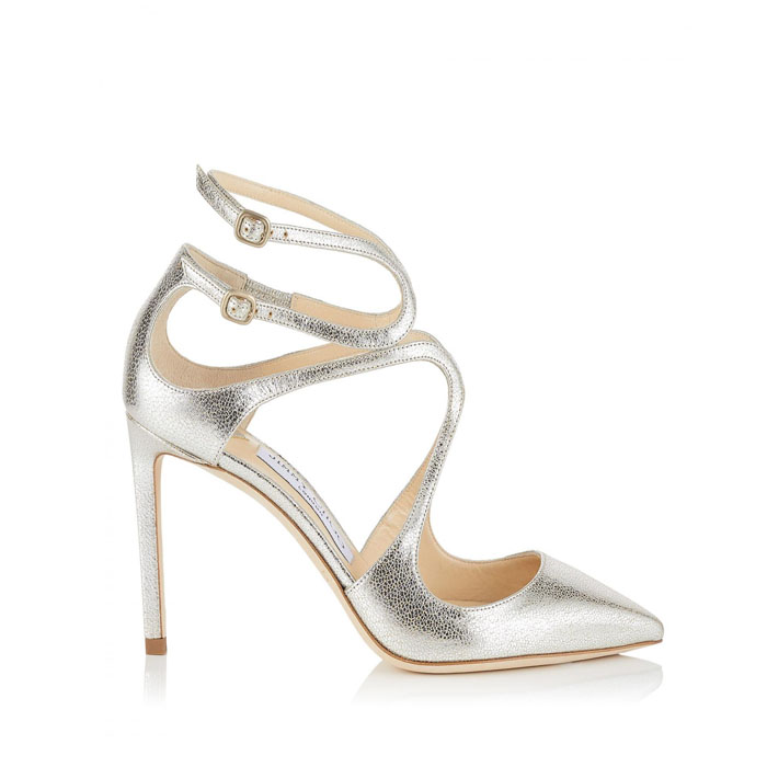 Jimmy Choo Pumps LANCER 65 Champagne Glitter Leather Pointy Toe