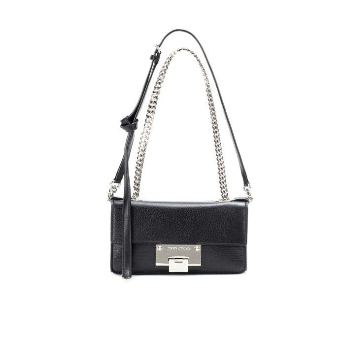 JIMMY CHOO Rebel Soft Mini Leather Shoulder Bag in Llack