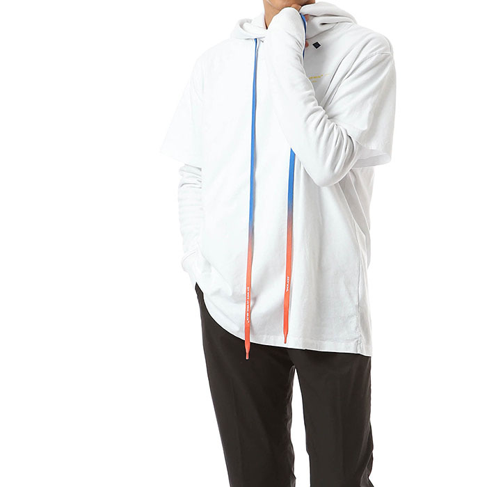 OFF WHITE Layered Sleeve Arrow Cross Back Print Hoodie