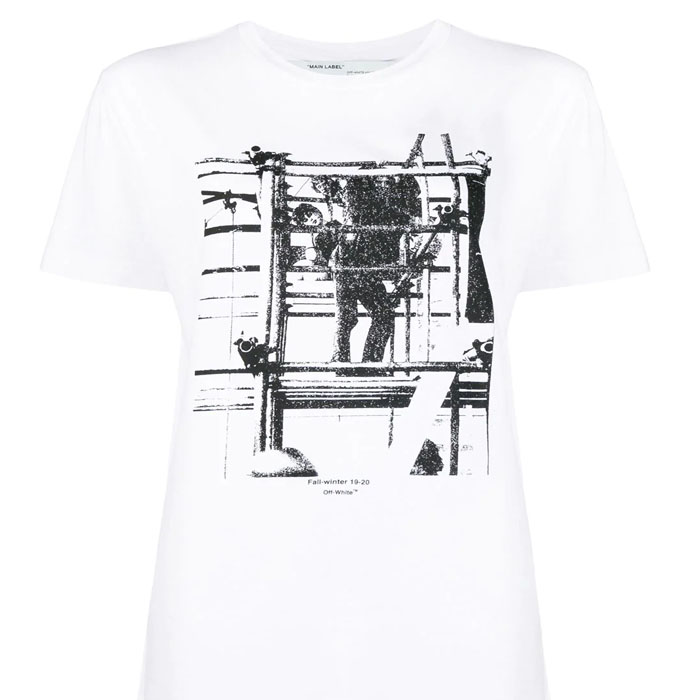 Off White C/o Virgil Abloh Scaffolding-print T-shirt White OMAA027F19185007