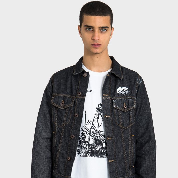 OFF WHITE Denim Arrows Spray Jacket OMYE005F19F05044