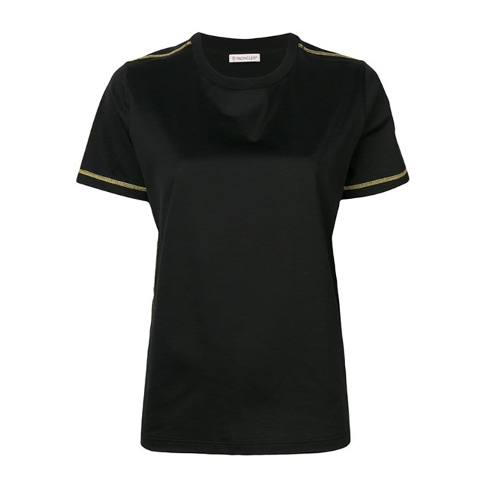 MONCLER LADY T-SHIRT S モンクレール レディ Tシャツ 80637-00 8390X 99S Black t-shirt with gold logo