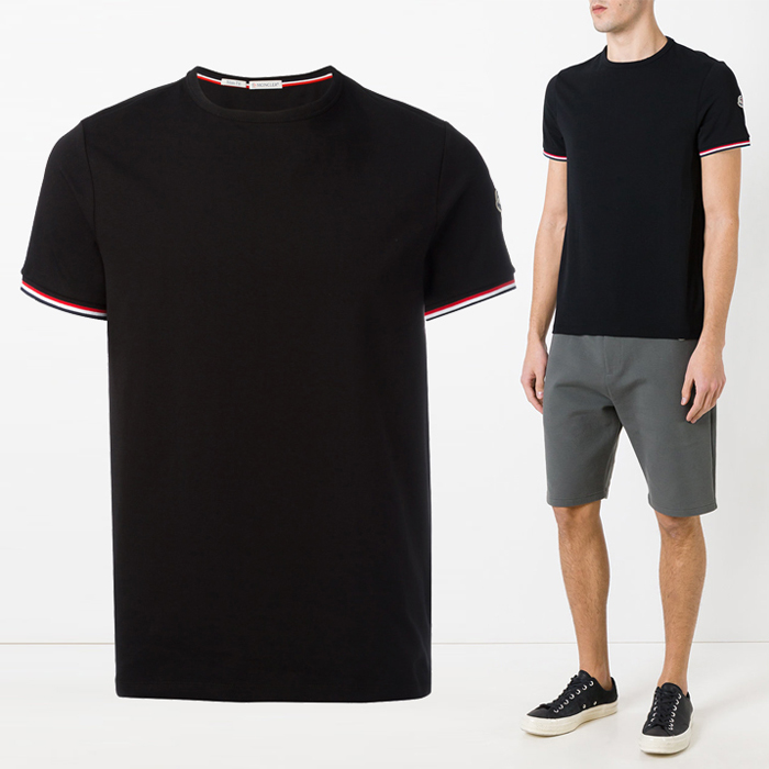 MONCLER MEN T-SHIRT S モンクレール メンズ Tシャツ 80199-00 87296 999 Black