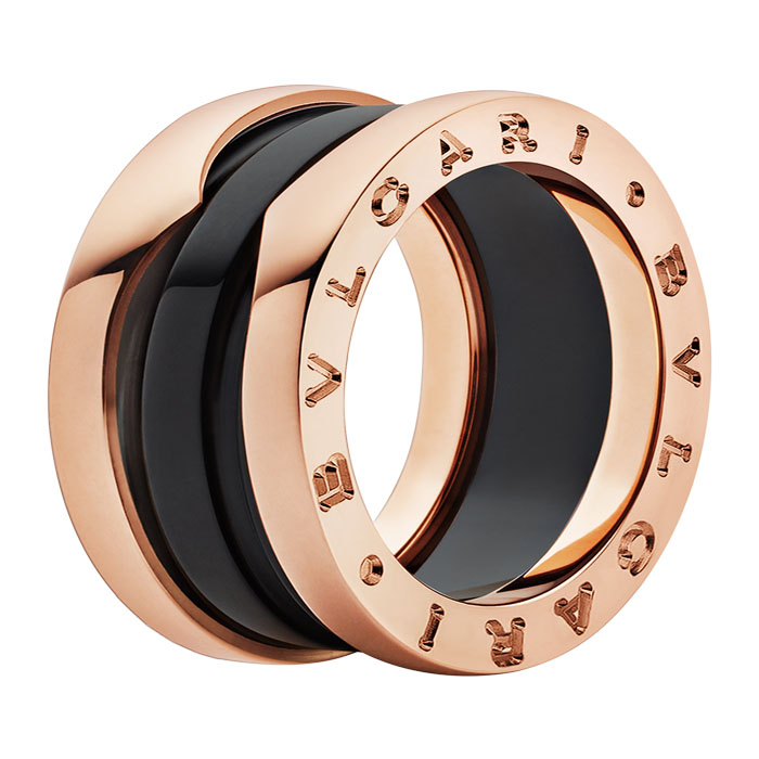 B.zero1 two-band rose gold loops and a black ceramic spiral AN855962 RRHWV5