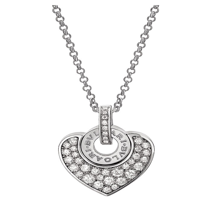 Bvlgari 18k White Gold Diamond Heart Necklace CL857567 F1MEMW