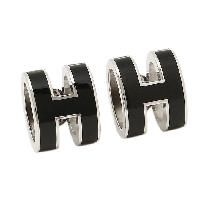 エルメス HERMES EARRING  レディースイヤリング 608001FP 03 SILVER NOIR シルバー ブラック